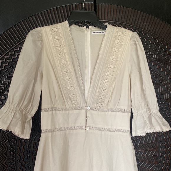 Reformation Fran Lace Paneled Midi Dress size 8 - Picture 6 of 8